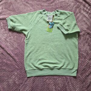 NWT Jungmaven Light Green Short Sleeve Raglan Sherpa Fleece Sweatshirt